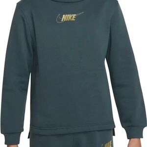Nike sportswear club fleece funnel neck Sweatshirt with Gold Accents